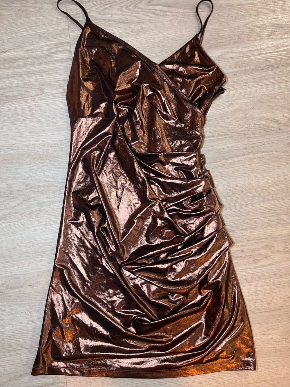 Forever 21 Metallic Copper Slip Dress Large